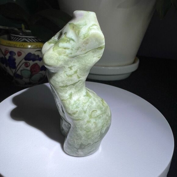 Moss Agate Crystal Female Body Carving (#3) - Picture 6 of 14